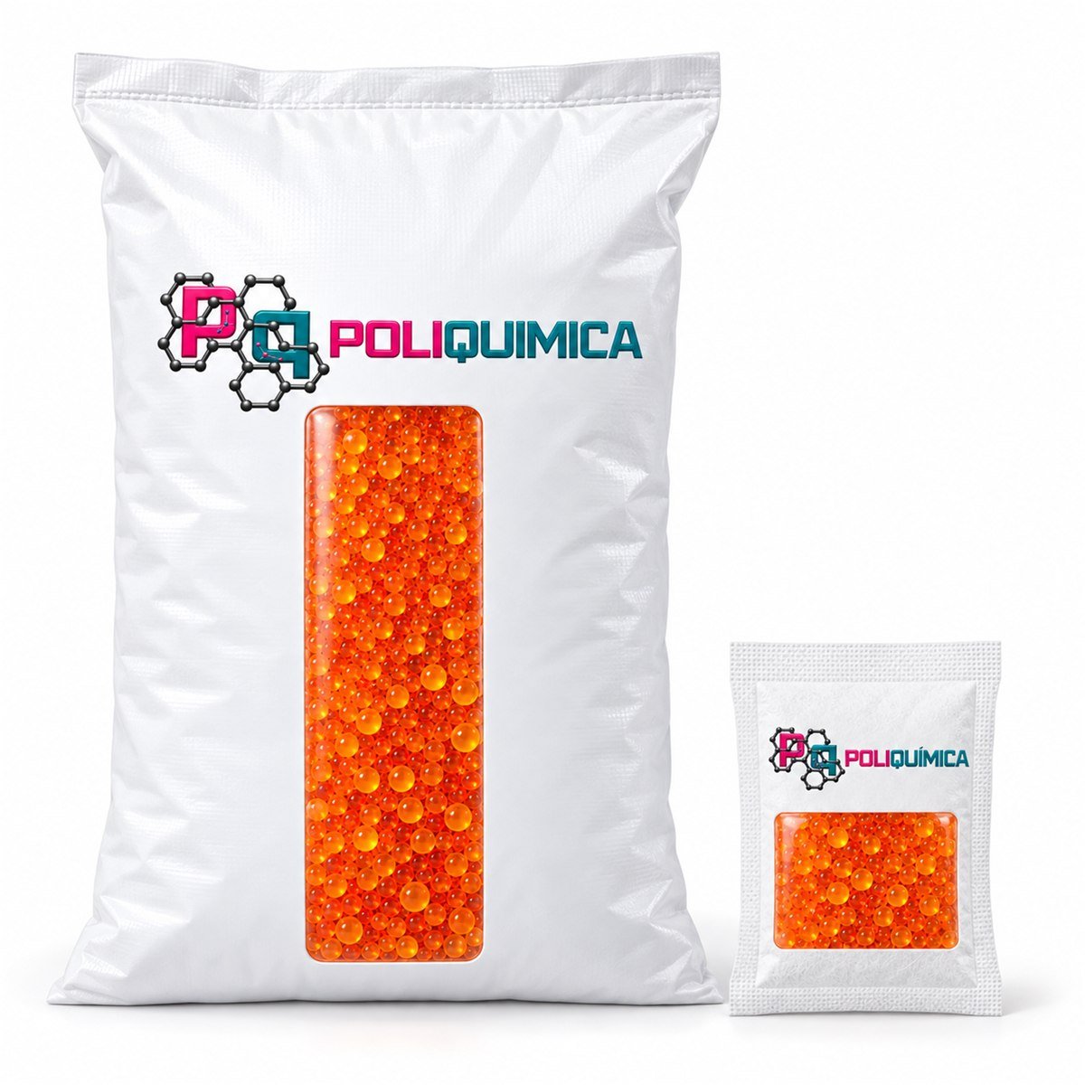 Sílica gel naranja indicadora Poliquímica en presentaciones de bulto y sobre